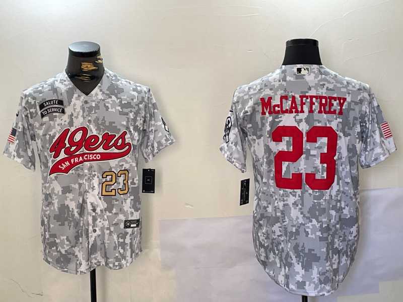 Men%27s San Francisco 49ers #23 Christian McCaffrey Arctic Camo 2024 Salute to Service Stitched Baseball Jerseys->san francisco 49ers->NFL Jersey